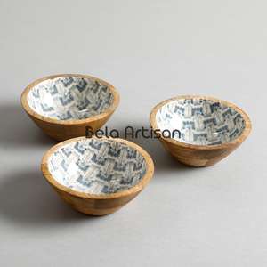 Wholesale Multicolor <b>Enamel</b> Wooden <b>Bowl</b> Set Party Serving Solutions - Product Image 4