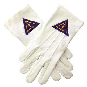 Guantes de algodón de alta calidad 100% guante de algodón blanco pesado guante de bordado masónico bordado personalizado algodón masones masónicos - Product Image 5