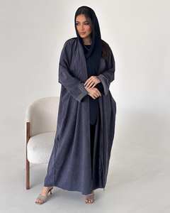 Abaya Larga de Satén de Lujo Personalizada al por Mayor para Mujer, Talla Pequeña, Mangas con Volantes, Antiarrugas, Hecha a Mano, de Seda de Alta Calidad, Estilo Dubai Musulmán - Product Image 6