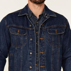 Veste en jean confortable et respirante pour hommes en couleur bleue Dernier style Service OEM Meilleures vestes en jean pour hommes en tissu doux - Product Image 5