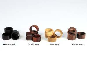 Ensemble de ronds de serviette en bois artisanal classique 6 décor de Table pour les dîners rond de serviette en or cuisine personnalisée - Product Image 3