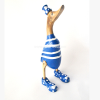 Décoration de canard en racine de bambou bleu foncé, artisanale, écologique, durable, style Art Déco, canard en bois rayé, décoration de luxe pour la maison, cadeaux