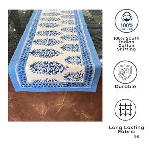 Premium Indian Hand Block Print Cotton <b>Table</b> <b>Cover</b> Boho Chic Teal Pink Eco-Friendly Elegant Home Decorative Hand Printed <b>Table</b> - Product Image 3