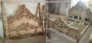 Lit à baldaquin en or royal sculpté, fabricant et fournisseur de lits sculptés de luxe, lit king-size artisanal doré, États-Unis - Product Image 2