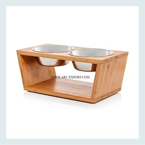 Eco Friendly Natural Wood and Stainless Steel Material Garden <b>Food</b> <b>Dog</b> Bowl Antique New Arrival Large Farmhouse <b>Food</b> <b>Dog</b> Bowl - Product Image 6