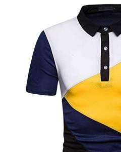 Customized <b>Mens</b> Short Sleeve <b>Polo</b> <b>Shirt</b> Yellow White <b>Navy</b> Black Color Block Design Breathable Fabric Casual Golf Wear OEM Custom - Product Image 3