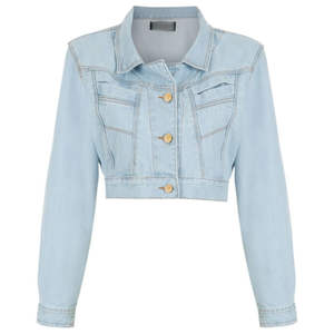 Chaqueta Vaquera Corta de Punto Otoñal, Manga Larga, Azul Claro, para Mujer, Resistente al Viento y Transpirable - Product Image 6