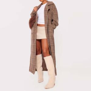 Breathable Leather Full <b>Length</b> <b>Coat</b> <b>Ankle</b> Long Overcoat Fashion Matrix Trench Made in Pakistan Women's Soft Black Filling - Product Image 1