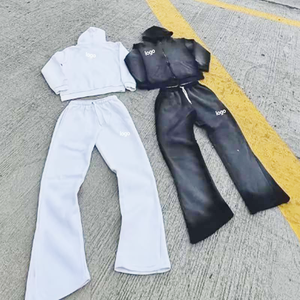 ชุดวอร์มผ้าฟลีซระบายอากาศได้ดีพิมพ์ลายสำหรับฤดูหนาวของผู้ชายชุดสตรีทแวร์หนากันแดดซีดจางมีฮู้ดทรงถุงพลุแสงจ้า - Product Image 5