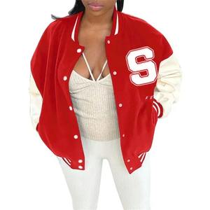 Veste en cuir pour hommes High Street Plus Size Letterman Varsity Vestes de baseball d'hiver Color Block Ribbed Design Chenille Hooded - Product Image 5