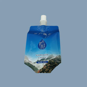 Pochettes souples à bec verseur pliables et recyclables, imprimées sur mesure en PE, étanches, pour boissons et eau minérale, gravure, vente en gros usine - Product Image 2