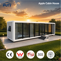 Maison conteneur capsule spatiale Apple Cabin de 40 pieds, insonorisée, avec murs en verre, espace de vie indépendant spacieux