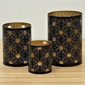 Bougeoir votif en métal au design antique couleur fer or noir pour la maison décoration de table de noël bougie votive - Product Image 1