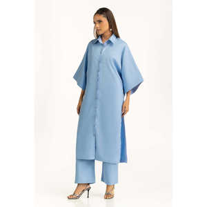 Ensemble coordonné en fil teint pour femme IPST-55277, tenue deux pièces avec hauts à manches courtes et pantalon pour le printemps/été, tailles XS et XXS disponibles - Product Image 6