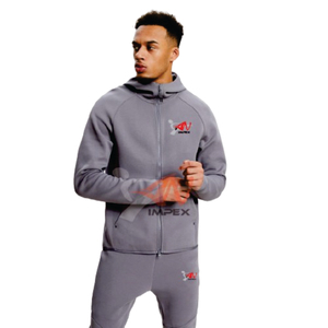 Survêtement de gym de haute qualité avec logo imprimé personnalisé pour hommes Survêtement à capuche avec fermeture éclair Matériau polaire flexible - Product Image 1