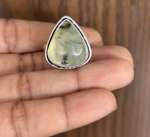 La mayoría de las tendencias 925 anillos de piedras preciosas de Prehnita de plata esterlina piedras preciosas originales joyería de moda para mujer precio de fábrica - Product Image 1