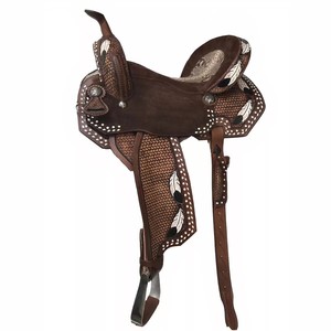 Selle anglaise de qualité supérieure Western Leather Horse Barrel Racing Design floral sculpté à la main - Product Image 1