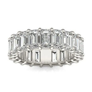 Bague d'éternité en or blanc 14 carats avec 6 diamants émeraude de 1/4 de carat cultivés en laboratoire pour les mariages - Product Image 1