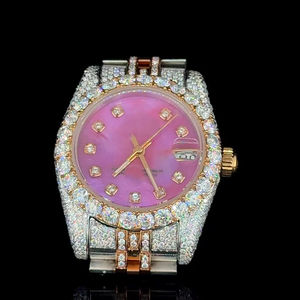 Montre-bracelet analogique de luxe de marque Hip Hop pour hommes et femmes, mouvement à quartz Seiko de haute qualité, bracelet entièrement serti de diamants, largeur 20 mm - Product Image 2