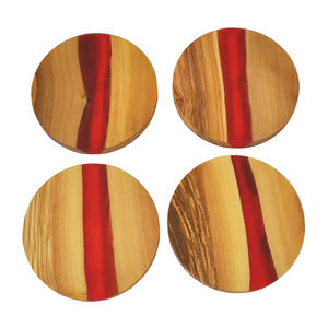 Classic Round <b>Wood</b> <b>Coaster</b> With Magenta Resin Usage Hotel Room Restaurant Office Modern <b>Coasters</b> Hot Selling Make in India 2023 - Product Image 5