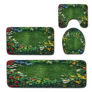 Custom Printed Printed <b>Bathroom</b> Rug <b>Set</b> for <b>Bathroom</b> Non-Slip Shower Curtain Bath <b>Mat</b> - Product Image 5