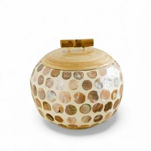 Pot en nacre fait à la main, incrustation de coquillages, pot de rangement décoratif pour la cuisine, la salle de bain et la décoration de la maison - Product Image 6