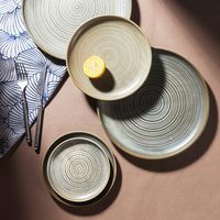 Assiettes en céramique mates modernes pour salade, service de table japonais gris, assiettes rondes en porcelaine style Chaozhou pour restaurant, assiettes mexicaines