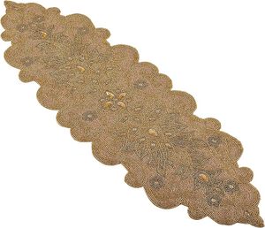 Christmas Decorative and Leaves Design Beaded <b>Runner</b> Placemat <b>Dining</b> <b>Table</b> Fancy Mat Handmade Decorative <b>Runners</b> for Wedding - Product Image 1