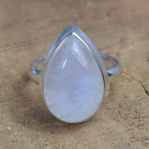 Bijoux en argent massif 925 classiques faits à la main pour femmes 925 argent Sterling pierre de lune pierres précieuses Boho Style bague cadeau pour soeur - Product Image 1