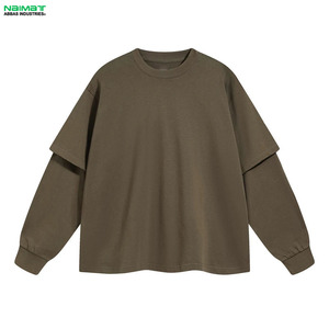 Camiseta de manga doble con lavado ácido largo de alta calidad, camiseta de manga doble de algodón de gran tamaño para hombre - Product Image 1