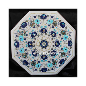Octagonal Shape High Quality White Marble Inlay <b>Work</b> <b>Table</b> Top for Living Room and Balcony Fabulous Look Wholesale Supplier Top - Product Image 1