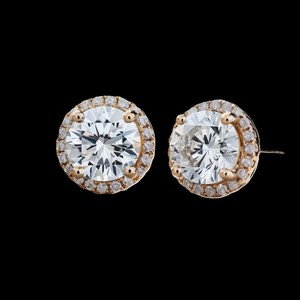 Pendientes de Botón de Oro Amarillo Macizo de 14k con Diamantes Clásicos de Corte Brillante Redondo Cultivados en Laboratorio con Certificación IGI para Mujer - Product Image 2