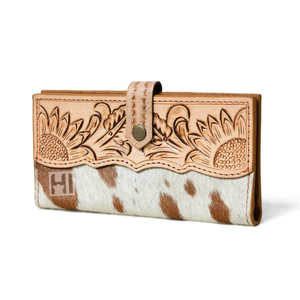 Cartera Trifold de Cuero Vacuno Genuino para Mujer, Estilo Occidental, con Solapa Magnética, Protección RFID, Tarjetero y Monedero - Product Image 2