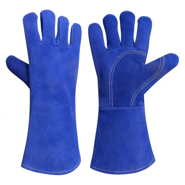 WELDING GLOVES REINFORCED DOUBLE PALM 14 INCHES LENGTH, FULLY LINED WITH SOFT COTTON AND FLEECE,