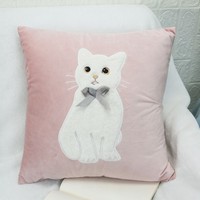 Housse de coussin personnalisée brodée avec un lapin, housse de coussin carrée en peluche pour canapé, lit, décoration de chambre