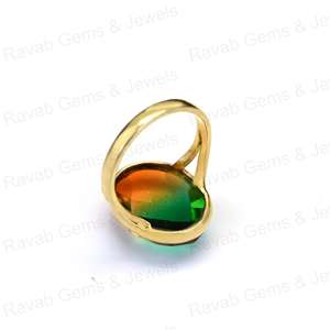 Bague en argent sterling 925 tourmaline couleur bio et plaqué or 18 carats 10x14mm de forme ovale pour bijoux pour femmes, nouveauté - Product Image 4