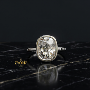 14K <b>Gold</b> Bezel <b>Set</b> Elongated Cushion Cut Solitaire Engagement <b>Ring</b> - Product Image 1