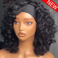 Perruques à bandeau bouclées et volumineuses en cheveux naturels pour femmes noires, perruques en cheveux naturels entièrement fabriquées à la machine