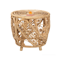 Table basse d'angle extensible en rotin naturel, faite à la main, réglable en hauteur, écologique, pour salon et décoration intérieure