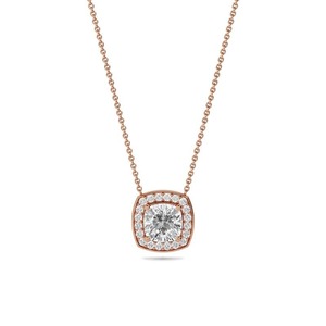 Colgante con halo único de diamante talla cojín de 0.50 ct, diamante cultivado en laboratorio en platino, para regalo de aniversario nupcial - Product Image 1