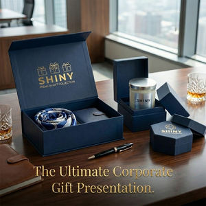 Caja de Regalo Magnética Rígida con Logotipo Personalizado SHINY, Empaque de Lujo en Color Pantone para Conjunto de Corbata y Cartera Corporativa con Inserción de Cinta - Product Image 2