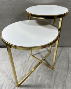 Modern Design 2 Tier Side <b>Table</b> With Wood Top and Iron Frame - Product Image 1