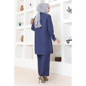 Ensemble décontracté Indigo MSW19224-2 avec hauts élégants à volants mi-longs, 100 % polyester, col rond - Product Image 4
