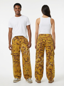 Pantalones Cargo de Camuflaje de Alta Calidad al por Mayor, Pantalones Anchos de Estilo Urbano, Multibolsillos, Casuales, de Mezclilla Lavada al Ácido, Personalizados - Product Image 3