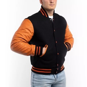 Men's Custom Two-Tone College Letterman <b>Baseball</b> <b>Bomber</b> <b>Jacket</b> Sky Blue Varsity Style White Sleeves Stand Winter Outerwear Front - Product Image 6