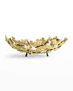 Beautiful Golden Leaf Decorative <b>Bowl</b> For Sophisticated Home Accent And Modern Dining Table Styling Piece - Product Image 1