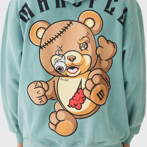 High Quality 100% Cotton Men's Full hoodies Solid Pattern Puff Print Soft <b>Fleece</b> <b>Jacket</b> for Winter - Product Image 2