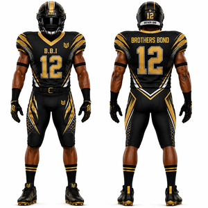 Conjunto de pantalones de jersey sublimados para hombre con diseño Black Gold Storm, logotipo personalizado con número de equipo, ropa de equipo para entrenamiento y juego profesional - Product Image 6
