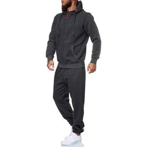 Sweat à capuche + pantalon de jogging de couleur unie d'automne et d'hiver pour hommes ensemble deux pièces à la mode vêtements de sport décontractés pour l'extérieur survêtement pour hommes - Product Image 1