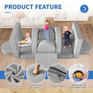 Lineage Corporation Kids Couch 12PCs Sofá modular para niños pequeños Sofá para niños para sala de juegos, dormitorio 4 arcos y 2 cojines triangulares - Product Image 2